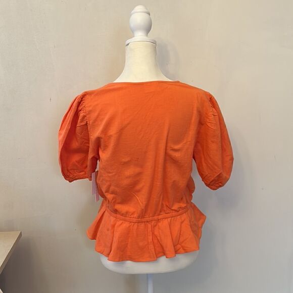 Abound orange puffy sleeve ruffle blouse Size S NWT - Picture 4 of 8